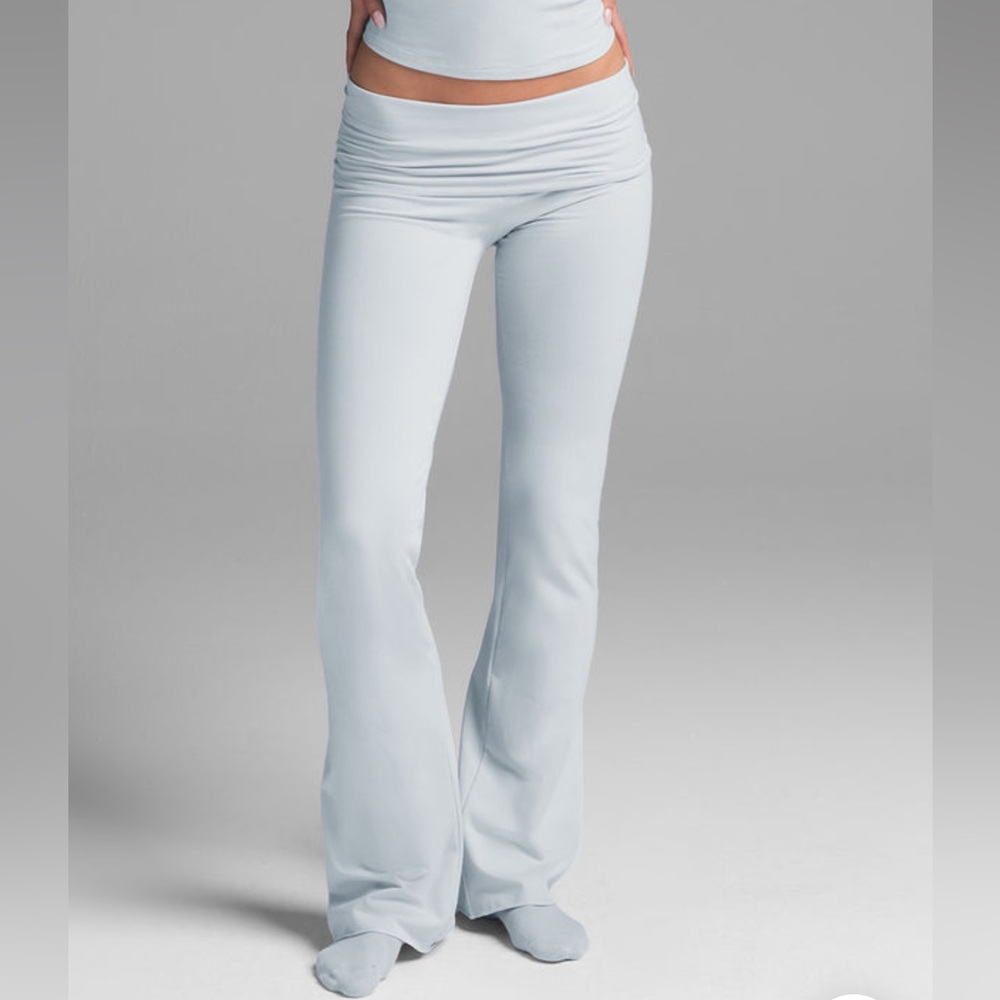 SKIMS Zen Blue Cotton Jersey Foldover Pants